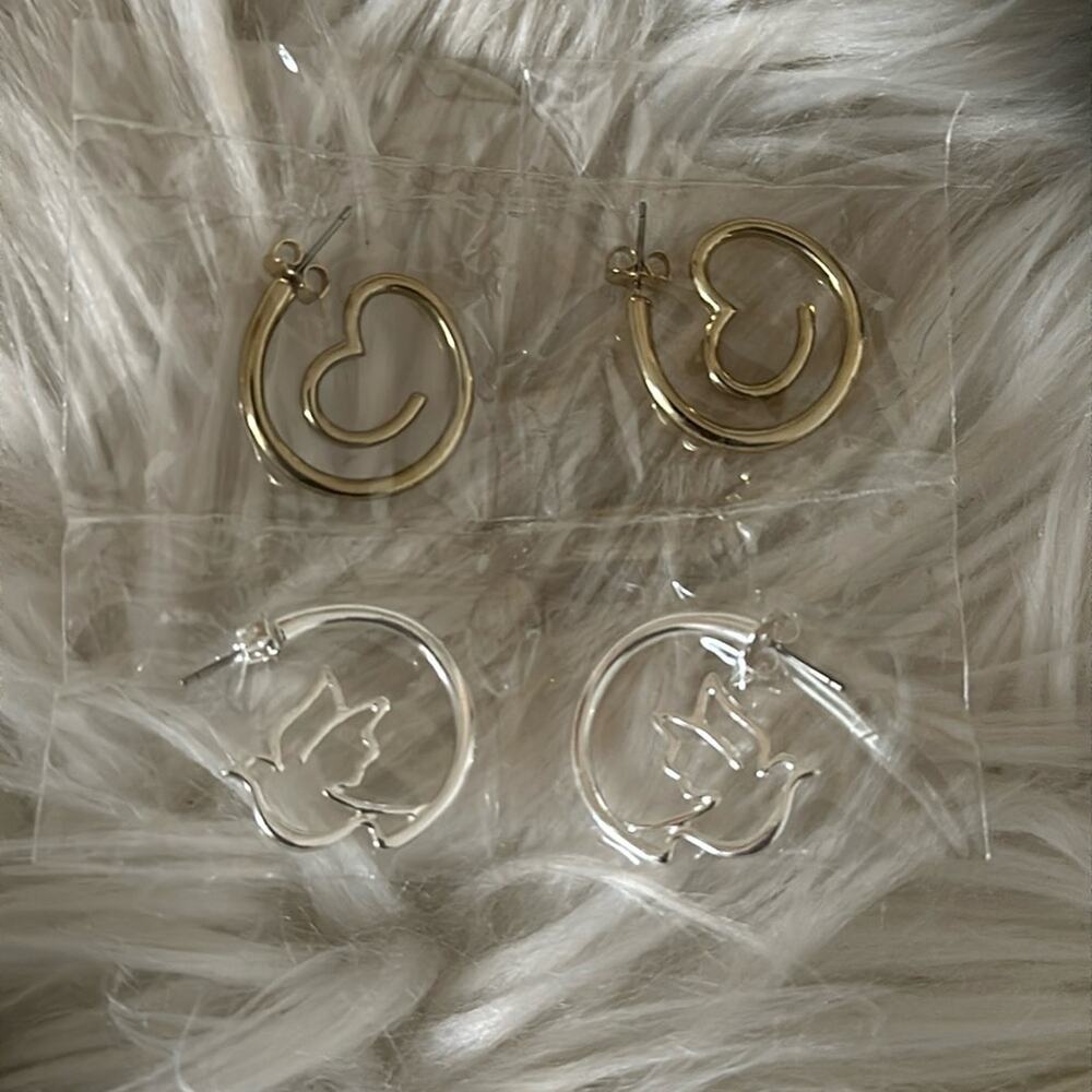 Avon | Dove and Heart Hoop Earring Set NIB